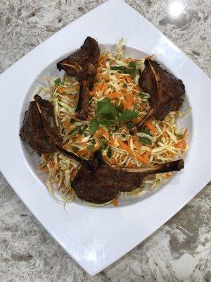 Lamb chops on cabbage salad yuuum