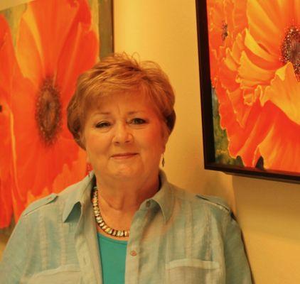 This is Marsha--in front of some her beautiful poppies.