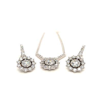 Custom designed diamond earring and necklace set.