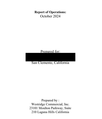 Cover page of Report of Operations