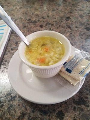 Chicken and rice soup that came with the lunch.