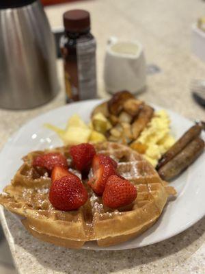 Breakfast with make your own waffle station. $23.99 as of Oct 2023 pp or included with Bonvoy Elite.