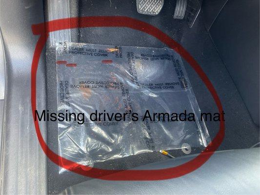 Missing driver's mat