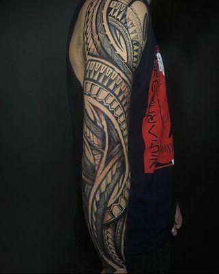 Polynesian tribal arm sleeve by D-rock