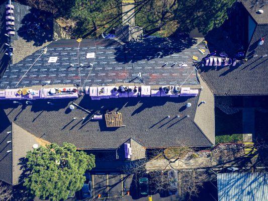 Citywide Roofing and Exteriors in Colorado  Here is a aerial shot we got of the TPO (flat) and Owens Corning Duration Storm Shingles,