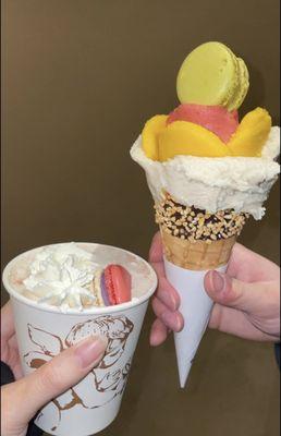 Traditional Italian Hot Chocolate & flower gelato