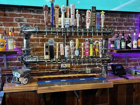 Beers on tap.