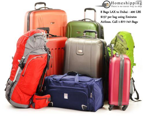 Ship bags to Dubai $156 per bag