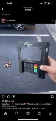 Picture of card skimmer and front of store location