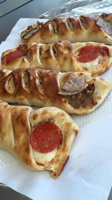 Sausage and cheese and Pepperoni and cheese Pizza Rolls available daily or can be made to order to your specifications.