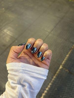 Chrome black manicure by Rose!!!