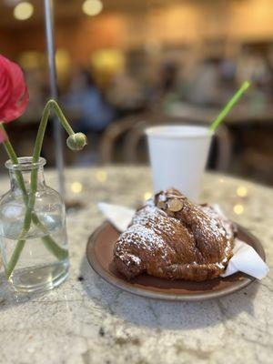 Almond croissant, drip coffee 12oz w/ vanilla and lavender added