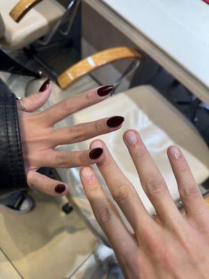 extension and regular manicure