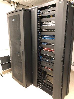 An example of a neat and tidy server room setup by QC!