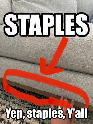 Staples as in what you use to fasten papers at work. Told them about it. Didn't replace it.