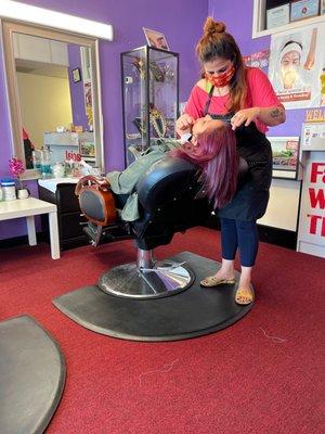 My wife getting her eyebrows threaded