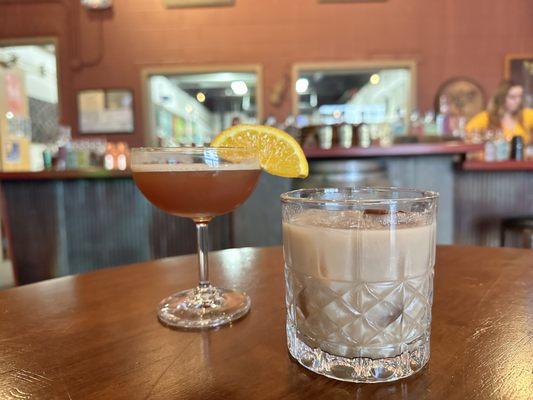 Blood orange martini and pecan old fashioned (YUM)