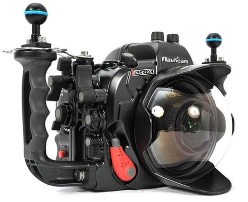 Nauticam NA-D7200 housing for Nikon D7100 & D7200 cameras. Shown with dome port