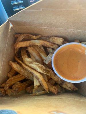 Fries and dipping sauce