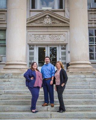 The Berkley Oliver Team on the steps of the old Shelbyville Court House.