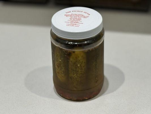 Crazy delicious hot pepper new pickles. Try and see why I am willing to buy pickles from over 1,200 miles away.