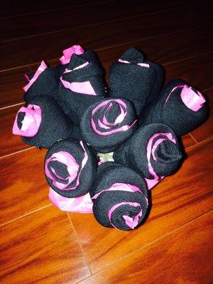 My first attempt at making a sock bouquet for Valentine's Day