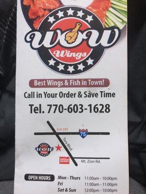 Front of the menu