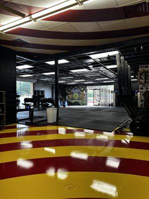 The inside of the gym.