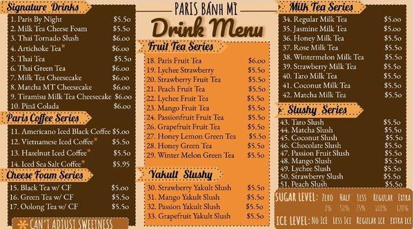 Drink menu