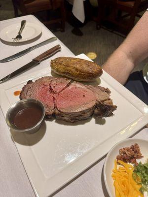 prime rib with baked potato