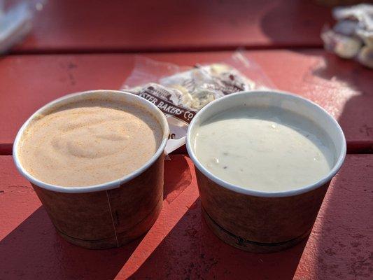 Lobster Bisque and New England Clam Chowder