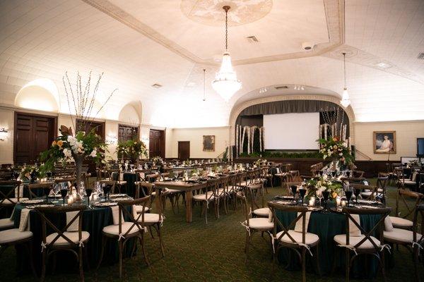 Our grand Anna Shelton Hall that can hold up to 250 guests, Ski themed PWG event!