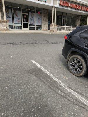 From parking out front in a small strip mall of shops