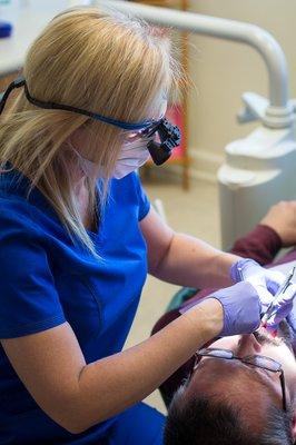 Dawn our hygienist cleaning our patients teeth!