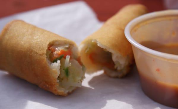 Veggie Spring Rolls - So crispy on the outside and the peanut sauce here is great!