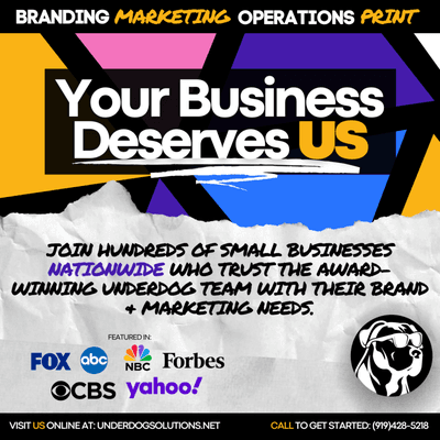 Join hundreds of small businesses nationwide who trust the award-winning Underdog Team with their brand and marketing needs!