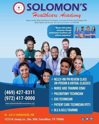 NCLEX Review, CNA, EKG Tech, Phlebotomy Tech classes in Carrollton, TX