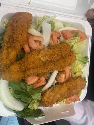 Fried catfish salad