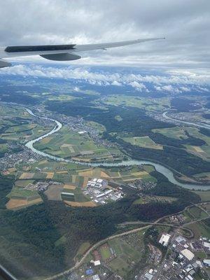 Arriving on the plane to Switzerland