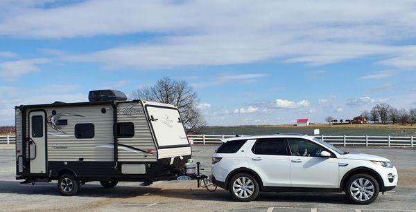 My set up with a 2018 Coachman Clipper Hybrid. Both ends fold out into added sleeping.  Only weights 2800 lbs.