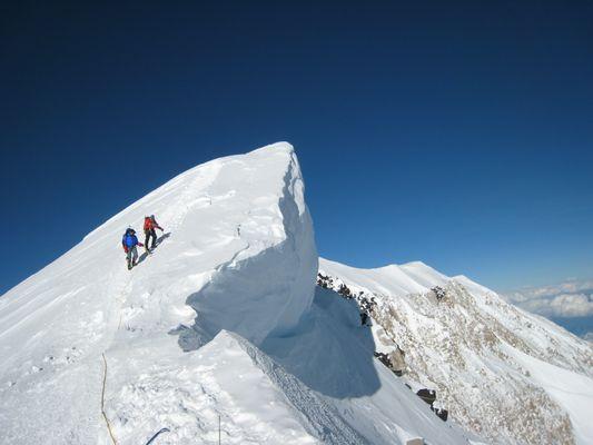 Descending from the summit of Denali, the tallest mountain in North America.