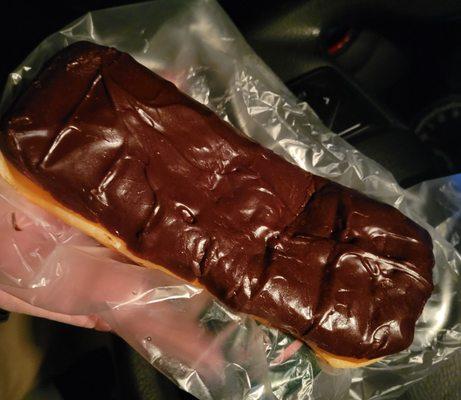 $1.99 for a chocolate eclair with custard filling, fresh