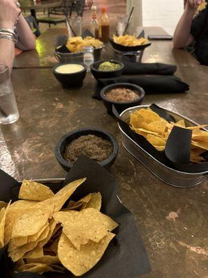 Salsas, Chips & Guacamole, Chips & Queso