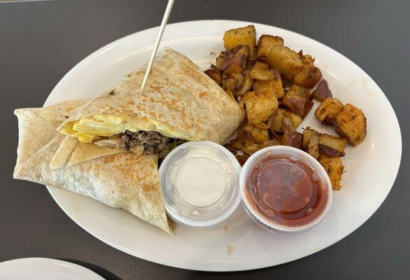 Breakfast Burrito with Hime Fries