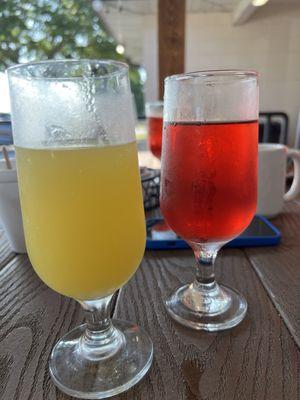 Pineapple and cranberry mimosa