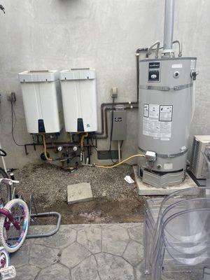 tankless water heater and conventional water heater installation