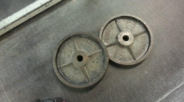 100 lb plates for deadlifting. Yeah!