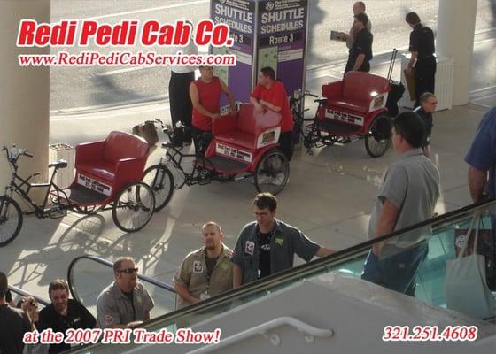 Performance Racing Industry Show can use pedicabs for ad space and mobile billboards.  Rickshaws, great for guerrilla marketing.