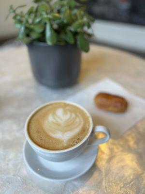 Lavender Latte (~$5.50) with oatmilk (+$1) & Chocolate Croissant (~$2)