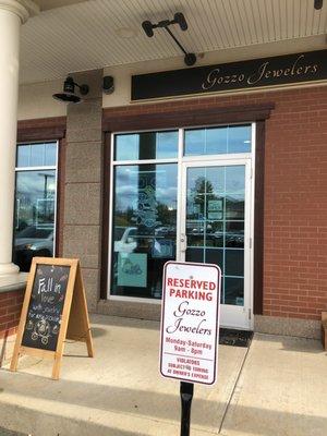 Reserved parking at storefront